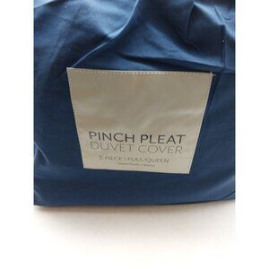 Pinch Pleat Duvet Cover Set 3pcs Full/Queen Size Navy Blue